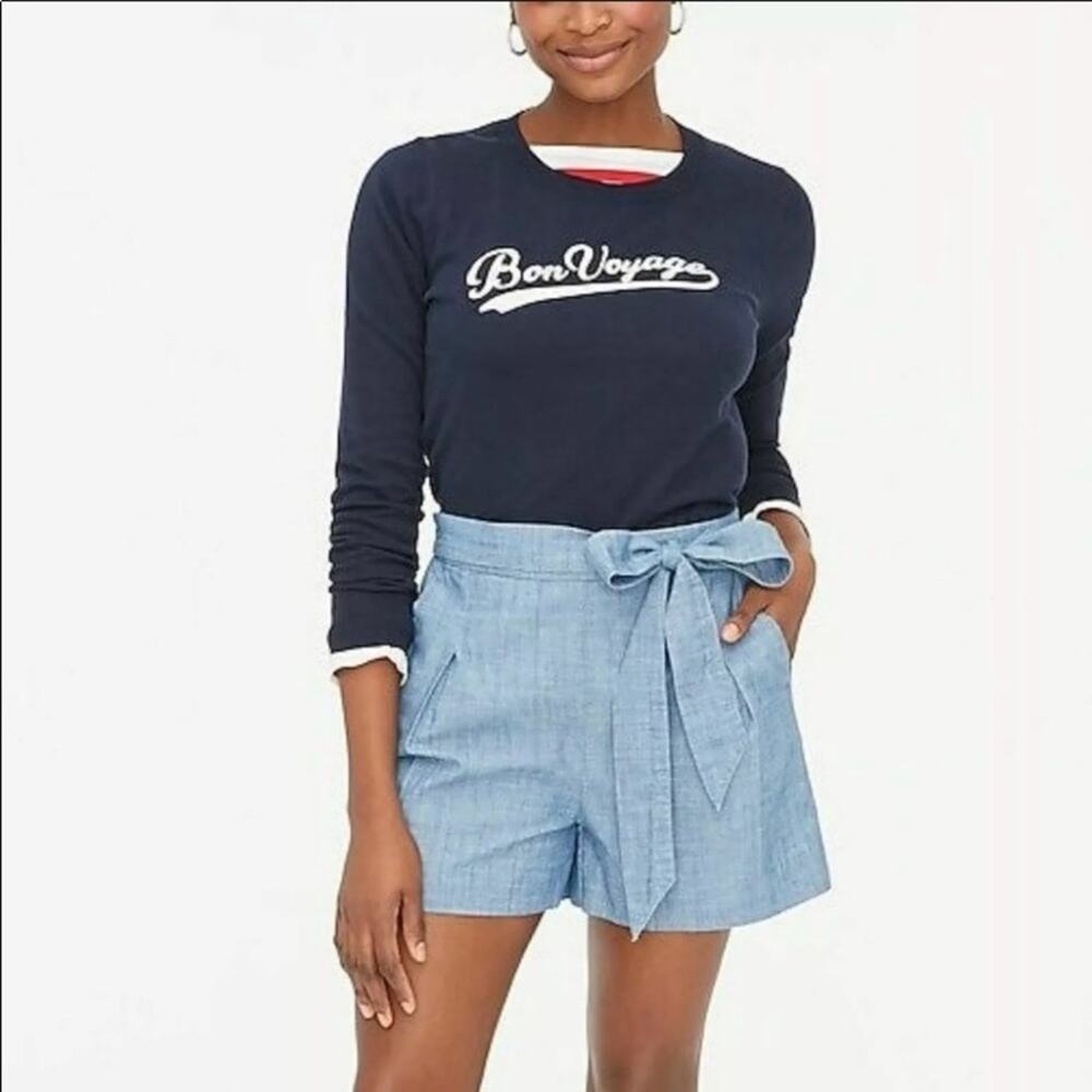 J Crew Factory Tie-Waist Chambray Short